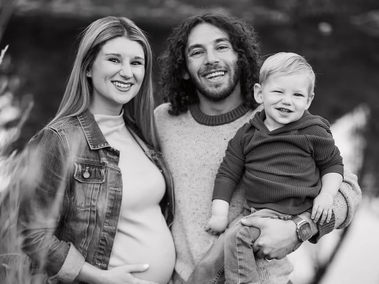 Black and white family portrait